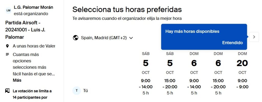 Te ayudamos con la organización de las horas y fechas de las partidas.