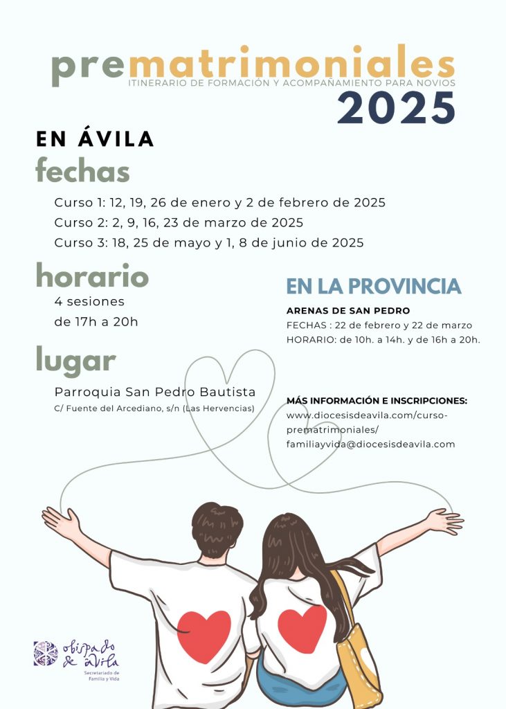 CATÓLICOS EN ÁVILA – Publicadas las fechas de los cursos prematrimoniales