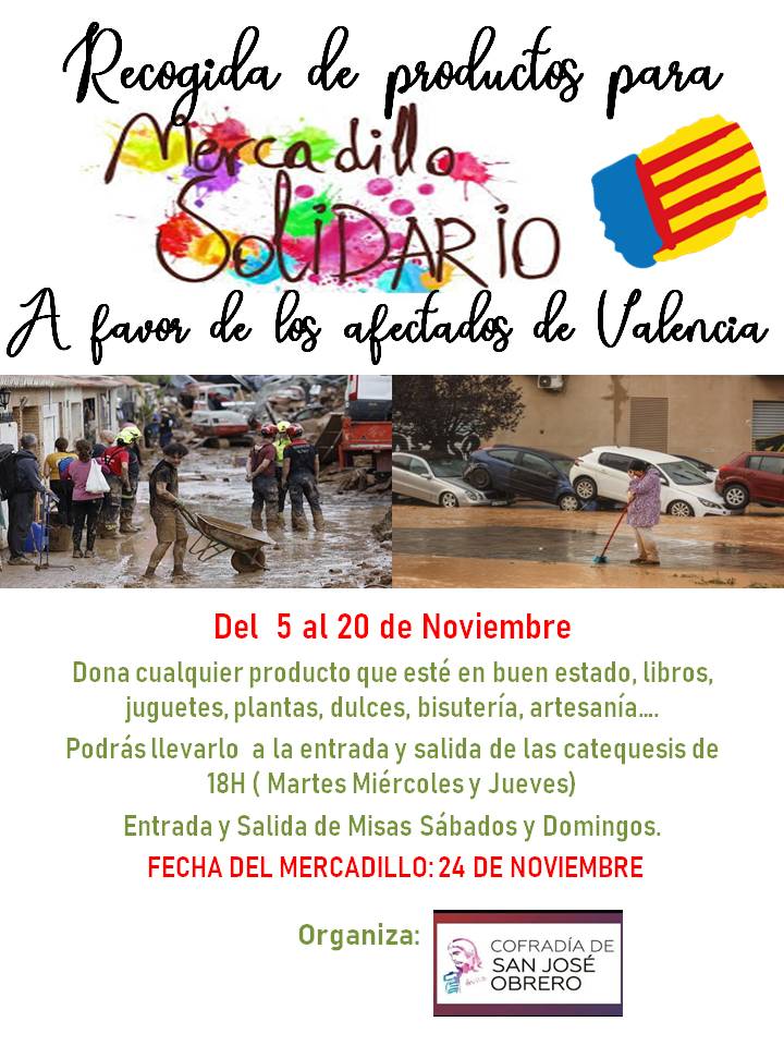 CATÓLICOS EN ÁVILA – Mercadillo solidario a favor de la campaña de Cáritas para la ayuda a damnificados por la Dana