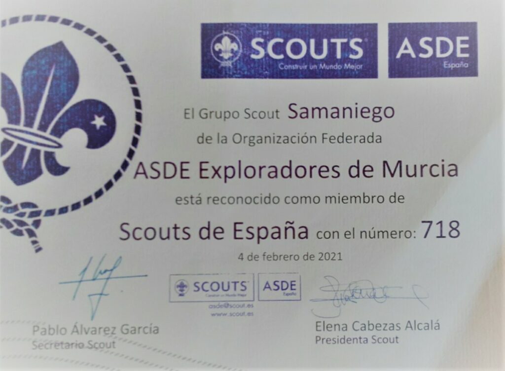 SCOUTS CATÓLICOS ESPAÑA – Número definitivo al Grupo Scout Samaniego