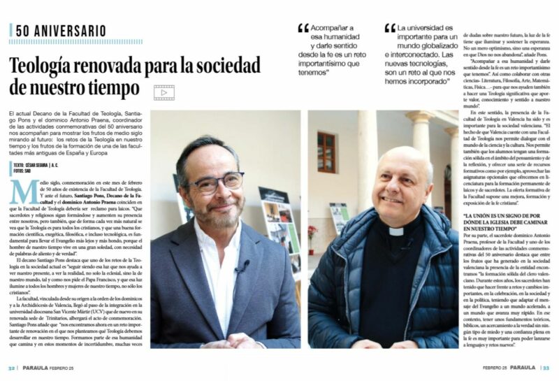 CATÓLICOS EN VALENCIA – Paraula: «Teología renovada para la sociedad de nuestro tiempo»