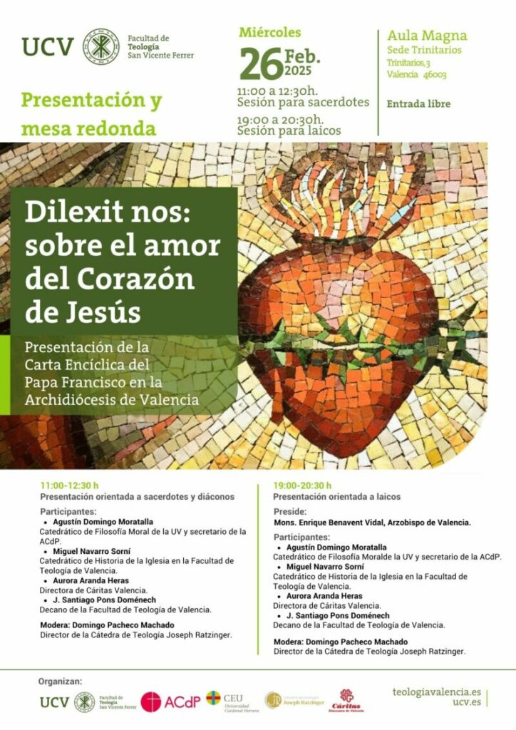 CATÓLICOS EN VALENCIA – La Archidiócesis presentará a sacerdotes, religiosos y laicos la Encíclica «Dilexit nos»