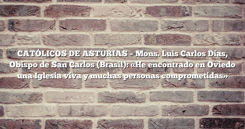 CATÓLICOS DE ASTURIAS – Mons. Luis Carlos Dias, Obispo de San Carlos (Brasil): «He encontrado en Oviedo una Iglesia viva y muchas personas comprometidas»