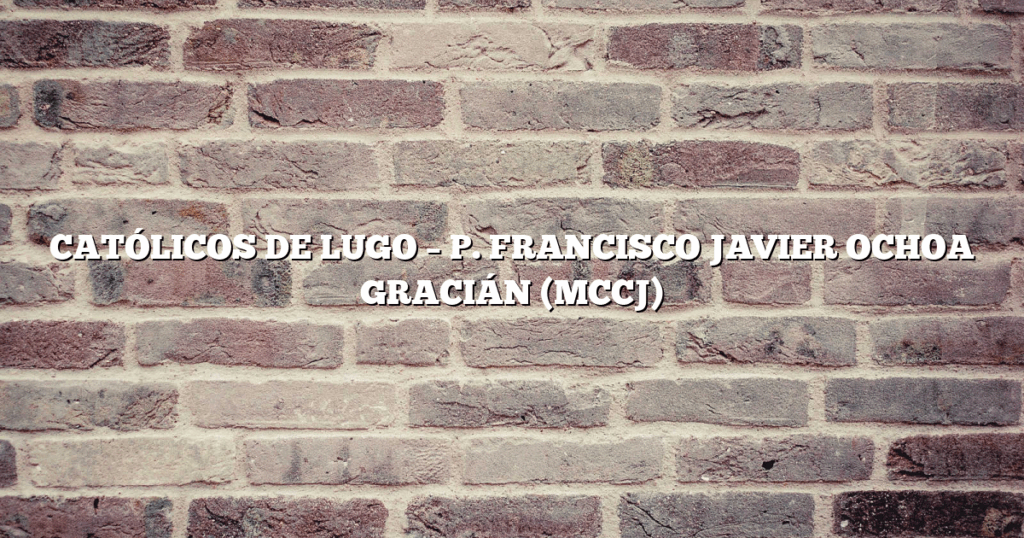 CATÓLICOS DE LUGO – P. FRANCISCO JAVIER OCHOA GRACIÁN (MCCJ)
