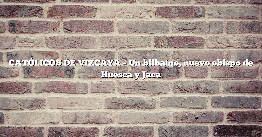 CATÓLICOS DE VIZCAYA – Un bilbaíno, nuevo obispo de Huesca y Jaca