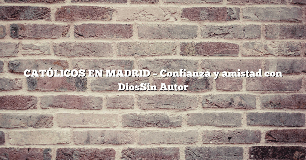 CATÓLICOS EN MADRID – Confianza y amistad con DiosSin Autor