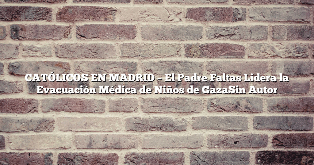 CATÓLICOS EN MADRID – El Padre Faltas Lidera la Evacuación Médica de Niños de GazaSin Autor