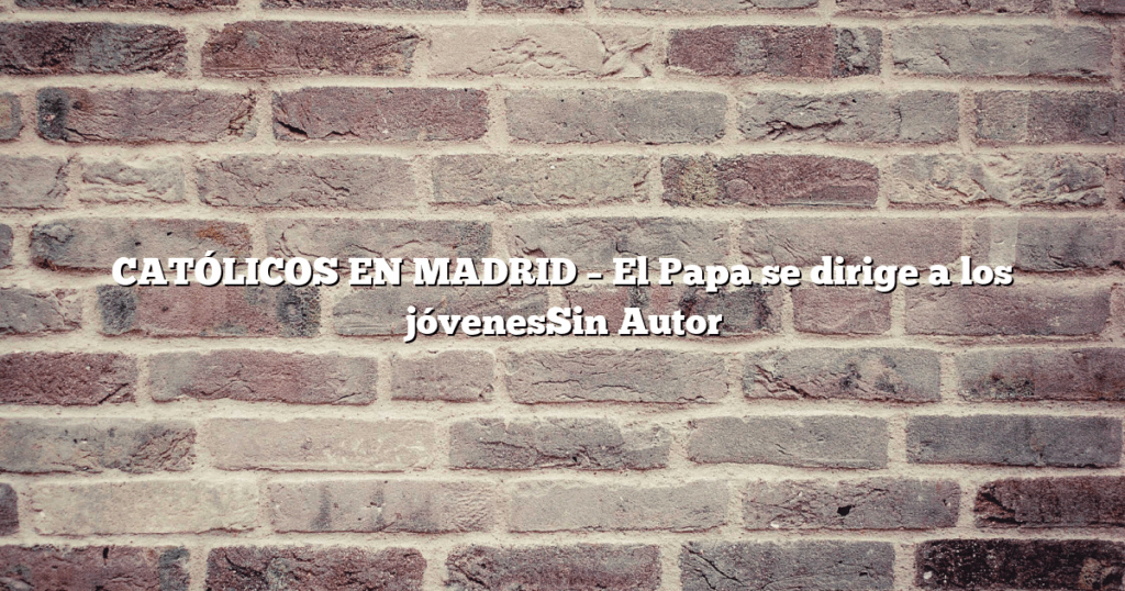 CATÓLICOS EN MADRID – El Papa se dirige a los jóvenesSin Autor