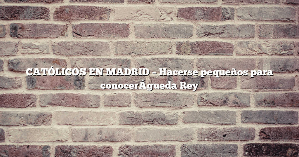 CATÓLICOS EN MADRID – Hacerse pequeños para conocerÁgueda Rey