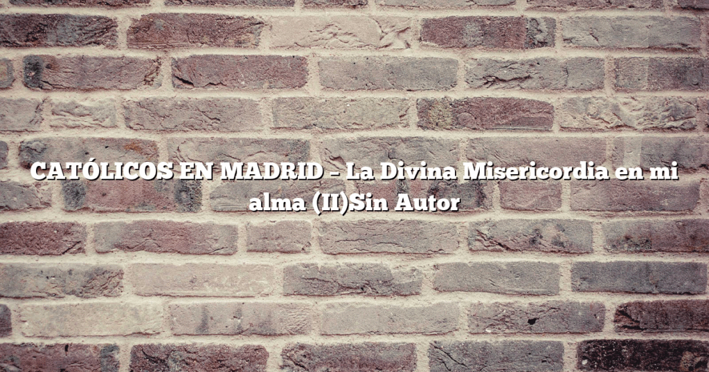 CATÓLICOS EN MADRID – La Divina Misericordia en mi alma (II)Sin Autor