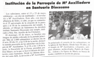 CATÓLICOS EN SALAMANCA – El Santuario de María Auxiliadora, el último templo erigido en Salamanca como santuario diocesano