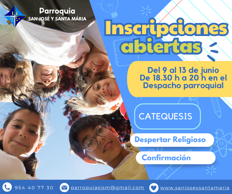 CATÓLICOS EN SEVILLA – Inscripciones a la catequesis para el próximo curso