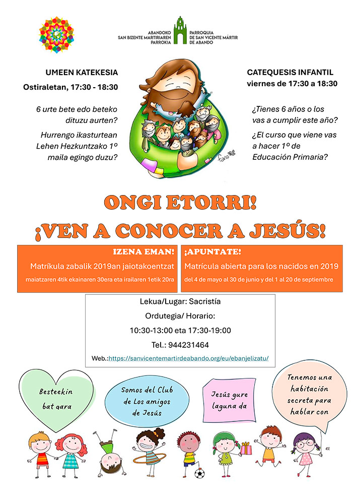 CATÓLICOS DE VIZCAYA – Abierta la inscripción de catequesis 2025-2026