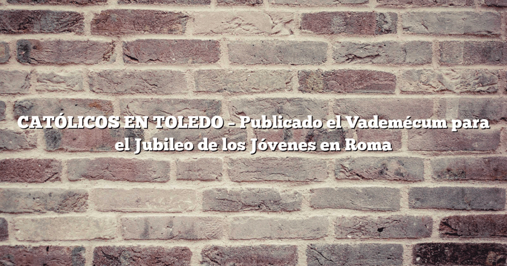 CATÓLICOS EN TOLEDO – Publicado el Vademécum para el Jubileo de los Jóvenes en Roma