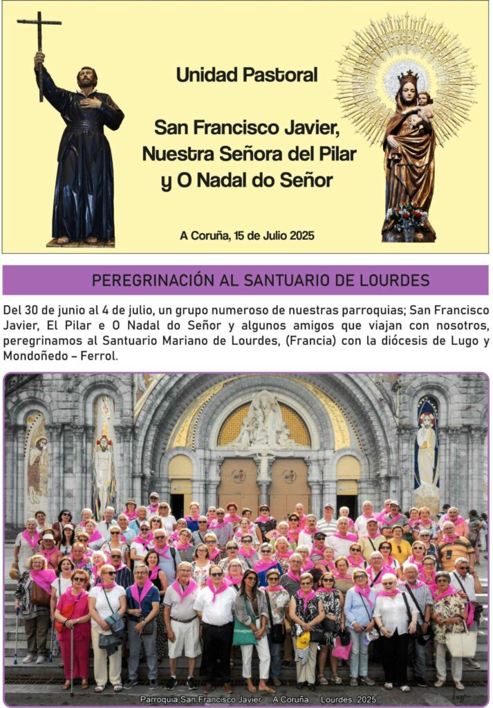 CATÓLICOS EN LA CORUÑA – Boletín Parroquial Mes de Julio 2025 y otros eventos