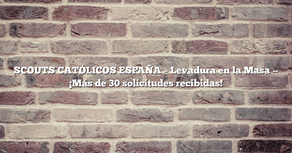 SCOUTS CATÓLICOS ESPAÑA – Levadura en la Masa — ¡Más de 30 solicitudes recibidas!