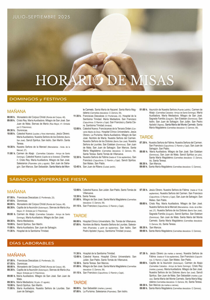 CATÓLICOS EN SALAMANCA – Horario de misas, ahora con buscador por templo y hora