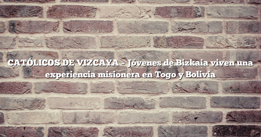 CATÓLICOS DE VIZCAYA – Jóvenes de Bizkaia viven una experiencia misionera en Togo y Bolivia