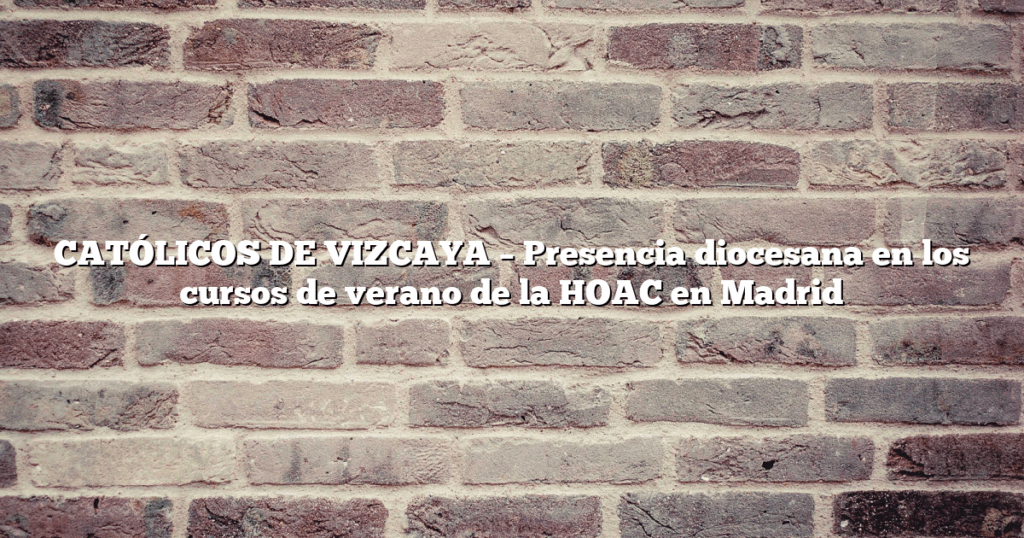 CATÓLICOS DE VIZCAYA – Presencia diocesana en los cursos de verano de la HOAC en Madrid
