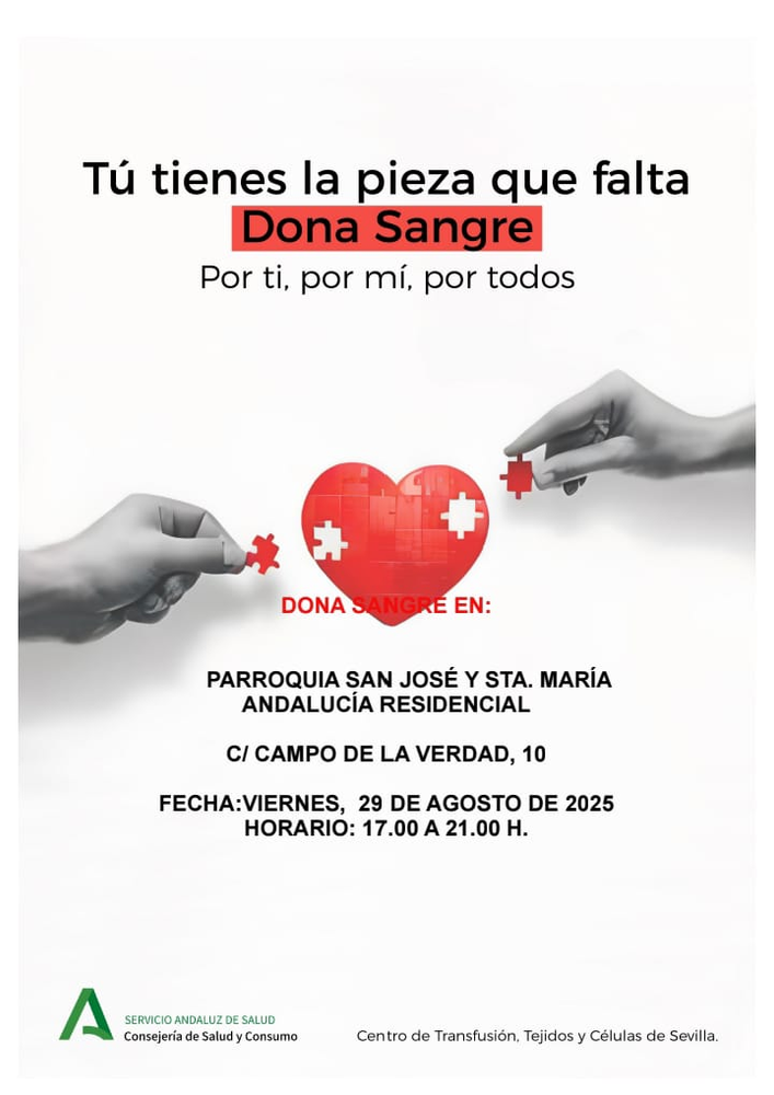 CATÓLICOS EN SEVILLA – Dona sangre en nuestra Parroquia el 29 de agosto