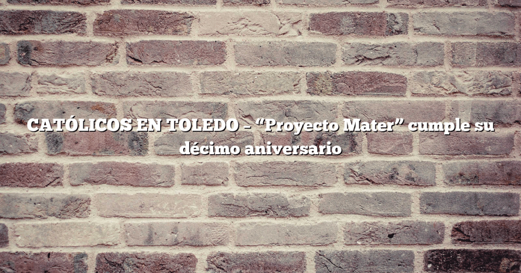 CATÓLICOS EN TOLEDO – “Proyecto Mater” cumple su décimo aniversario