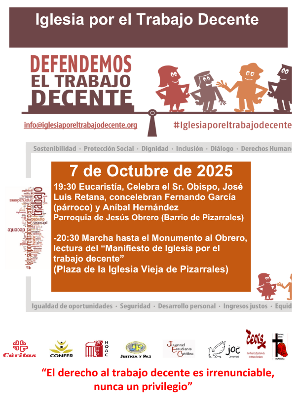 CATÓLICOS EN SALAMANCA – Eucaristía y gesto público en Salamanca con motivo de la Jornada por el Trabajo Decente