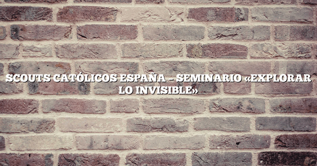 SCOUTS CATÓLICOS ESPAÑA – SEMINARIO «EXPLORAR LO INVISIBLE»