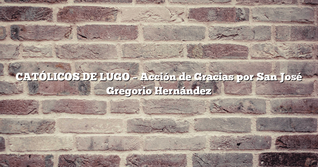 CATÓLICOS DE LUGO – Acción de Gracias por San José Gregorio Hernández