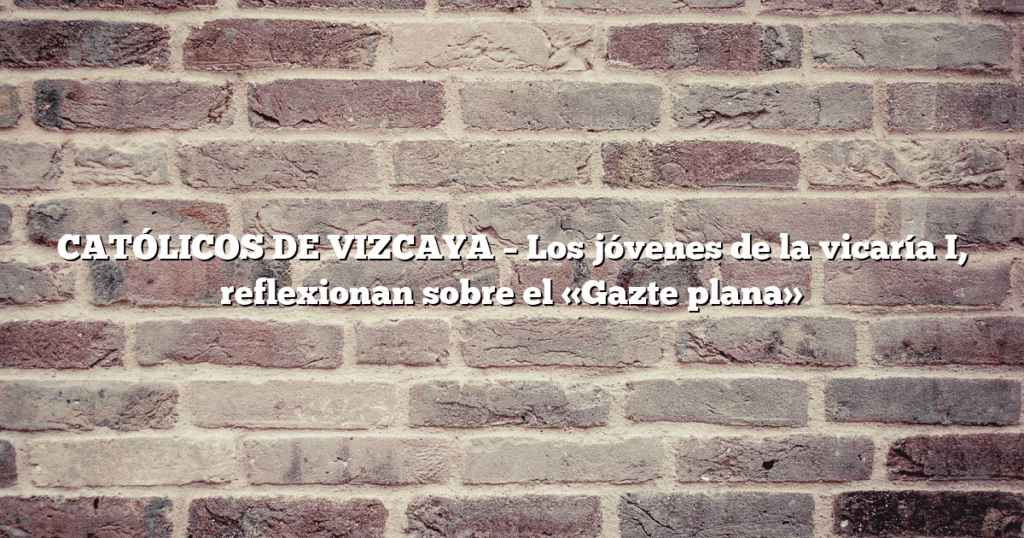 CATÓLICOS DE VIZCAYA – Los jóvenes de la vicaría I, reflexionan sobre el «Gazte plana»