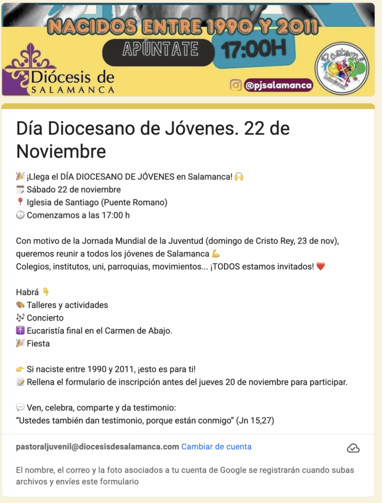 CATÓLICOS EN SALAMANCA – Los jóvenes de Salamanca celebrarán su Día Diocesano el 22 de noviembre