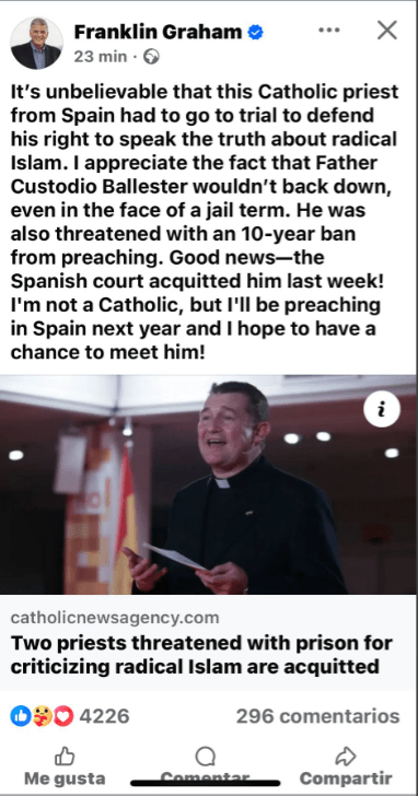 Tradicionalismo – Estados Unidos se hace eco del Padre Custodio