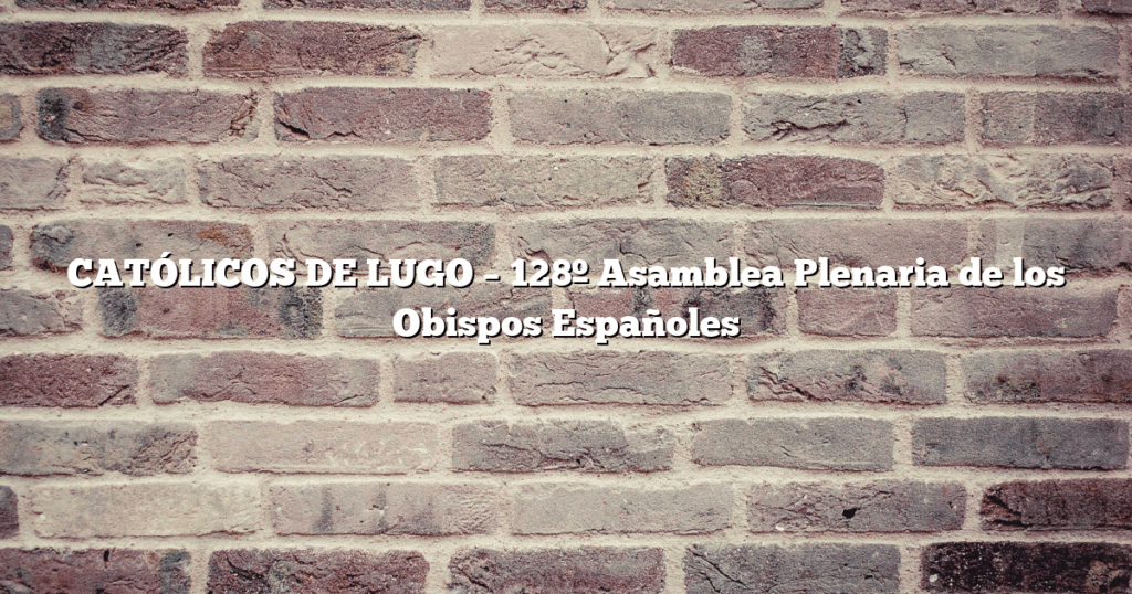 CATÓLICOS DE LUGO – 128º Asamblea Plenaria de los Obispos Españoles