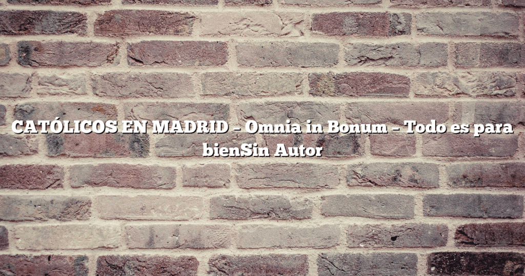 CATÓLICOS EN MADRID – Omnia in Bonum – Todo es para bienSin Autor