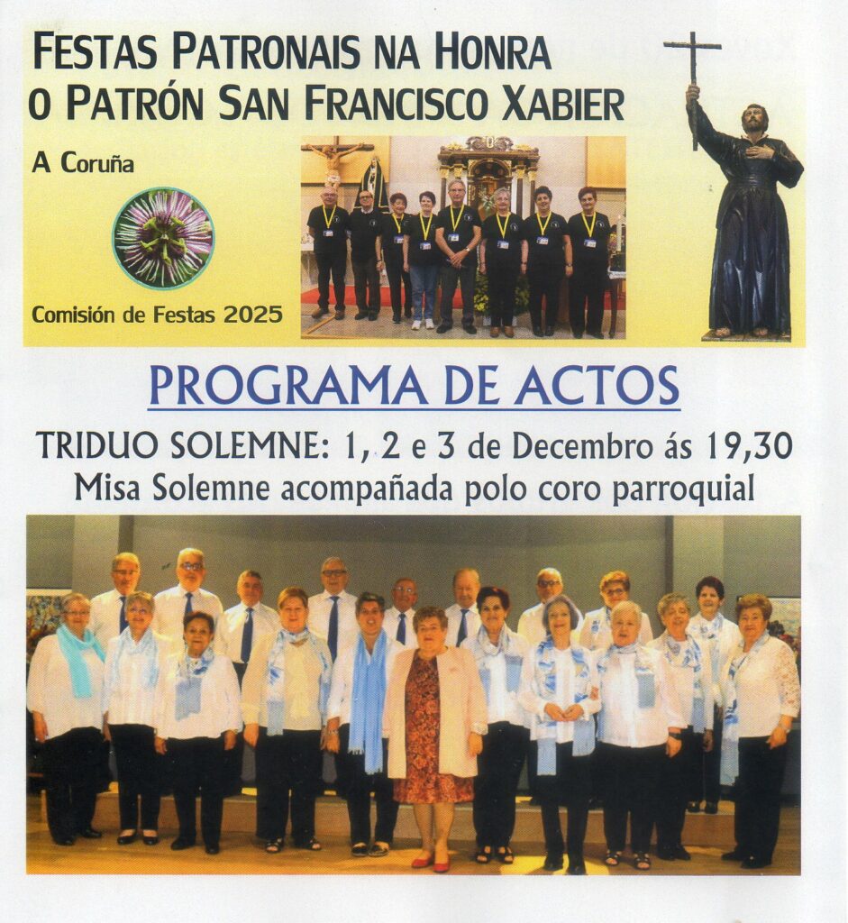 CATÓLICOS EN LA CORUÑA – Avance da Programación das Festas Parroquiais 2025, na Honra de San Francisco Javier