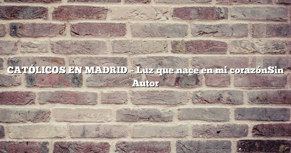 CATÓLICOS EN MADRID – Luz que nace en mi corazónSin Autor
