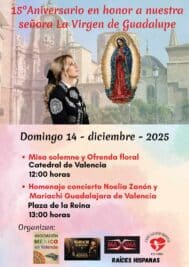 CATÓLICOS EN VALENCIA – La celebración de la «Asociación México en Valencia» en honor la Virgen de Guadalupe cumple 15 años en la Catedral