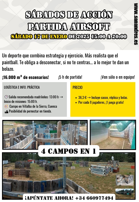 Partida sábado – 17 de enero. 15:00 a 20:00