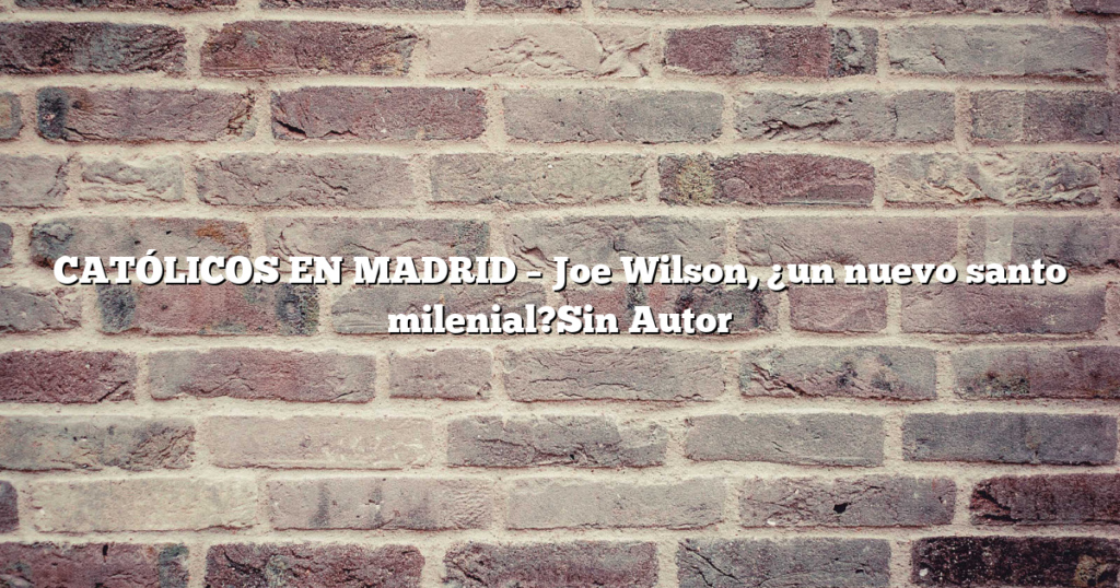 CATÓLICOS EN MADRID – Joe Wilson, ¿un nuevo santo milenial?Sin Autor