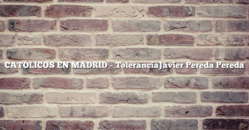 CATÓLICOS EN MADRID – ToleranciaJavier Pereda Pereda