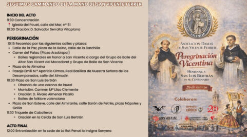CATÓLICOS EN VALENCIA – Peregrinación vicentina, este sábado, en el 500 aniversario del nacimiento del dominico San Luis Bertrán