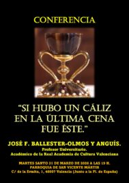 CATÓLICOS EN VALENCIA – La parroquia San Vicente Mártir de Valencia acoge una conferencia sobre el Santo Cáliz