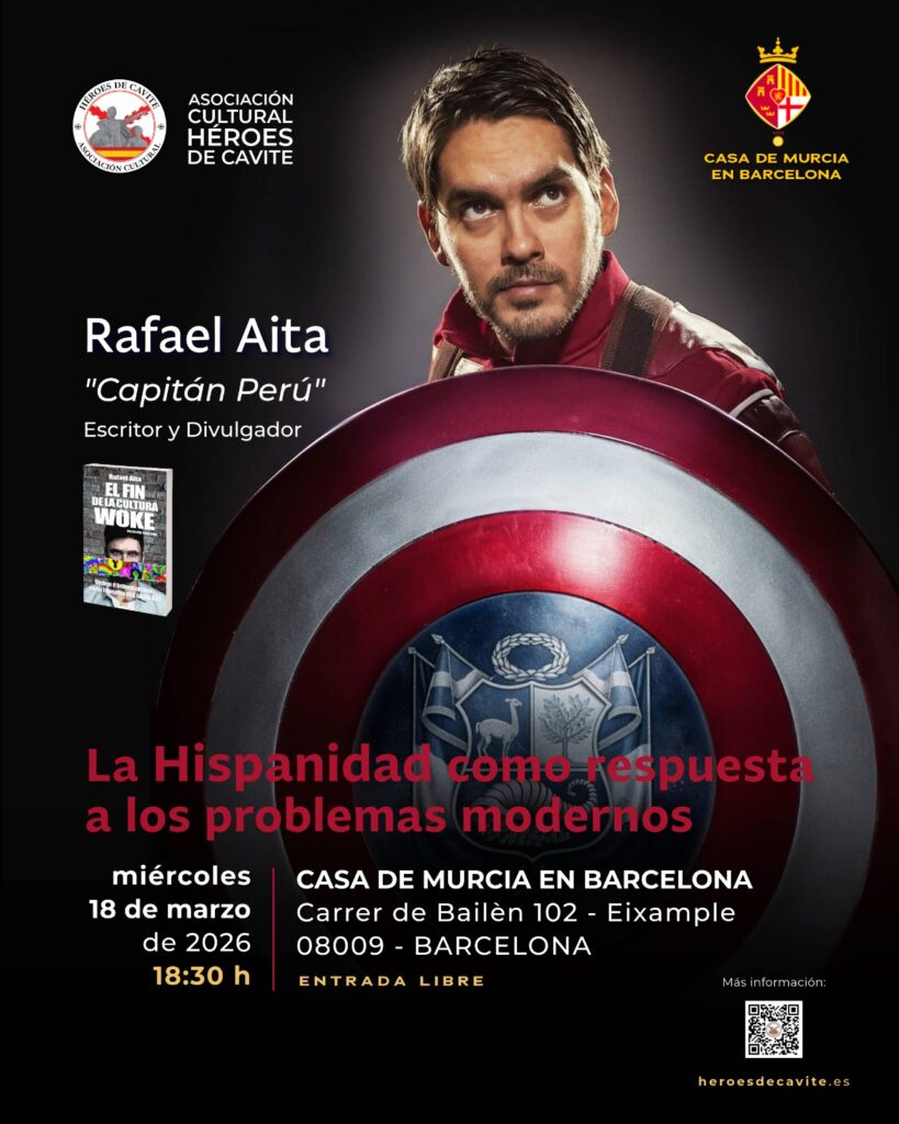 Tradicionalismo – (CONFERENCIA). Rafael Aita, «Capitán Perú» en Barcelona. Miércoles, 18 de Marzo