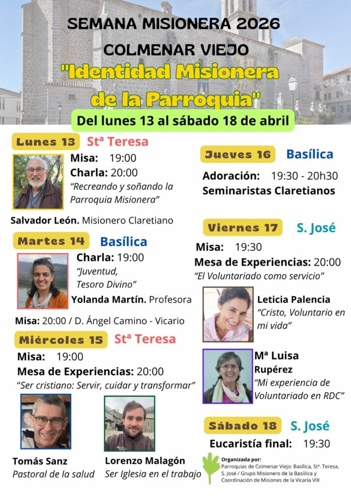 CATÓLICOS EN MADRID – Comienza la Semana Misionera en  Colmenar Viejo, desde el lunes 13 de abril a sábado 18