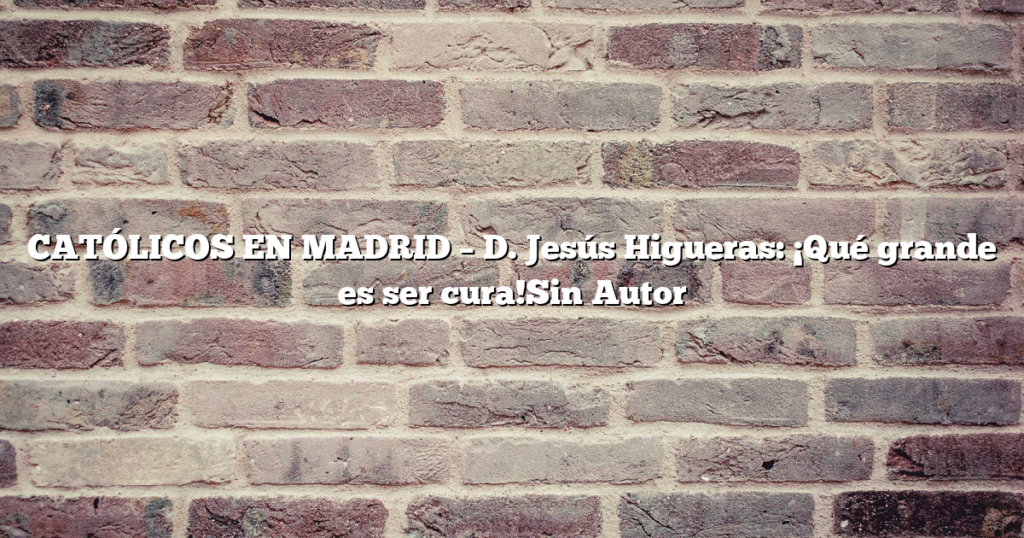 CATÓLICOS EN MADRID – D. Jesús Higueras: ¡Qué grande es ser cura!Sin Autor