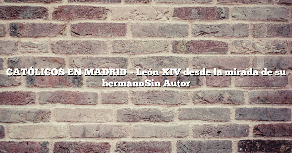 CATÓLICOS EN MADRID – León XIV desde la mirada de su hermanoSin Autor