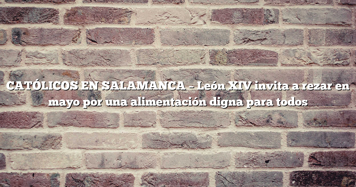 CATÓLICOS EN SALAMANCA - León XIV invita a rezar en mayo por una ...