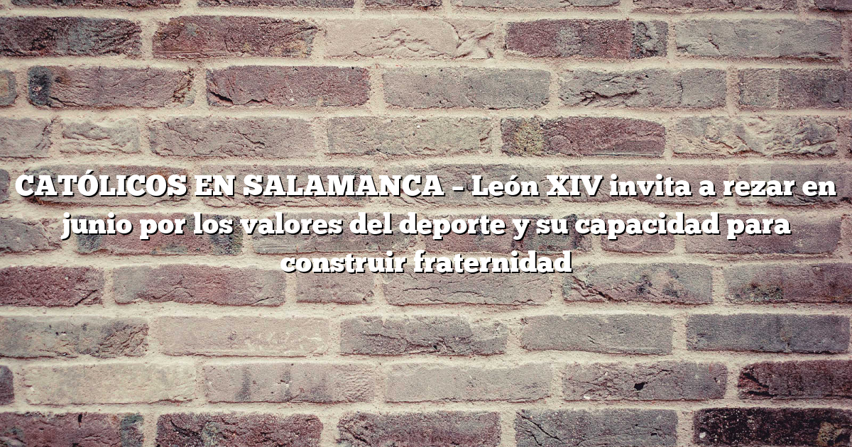 CATÓLICOS EN SALAMANCA - León XIV invita a rezar en junio por los ...