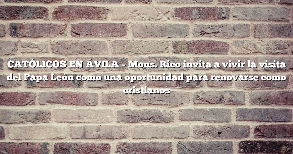 CATÓLICOS EN ÁVILA – Mons. Rico invita a vivir la visita del Papa León como una oportunidad para renovarse como cristianos