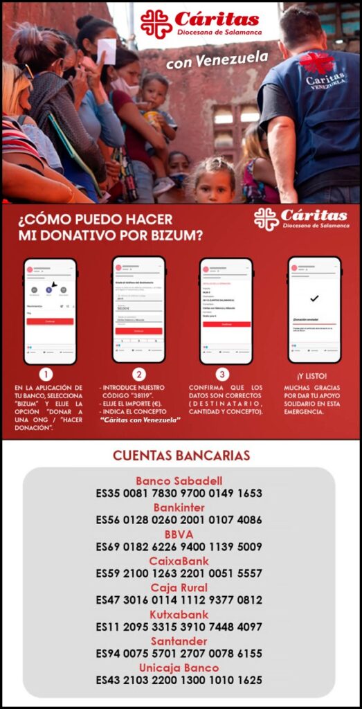 CATÓLICOS EN SALAMANCA – La colecta de este domingo en las parroquias se destinará a la emergencia de Venezuela