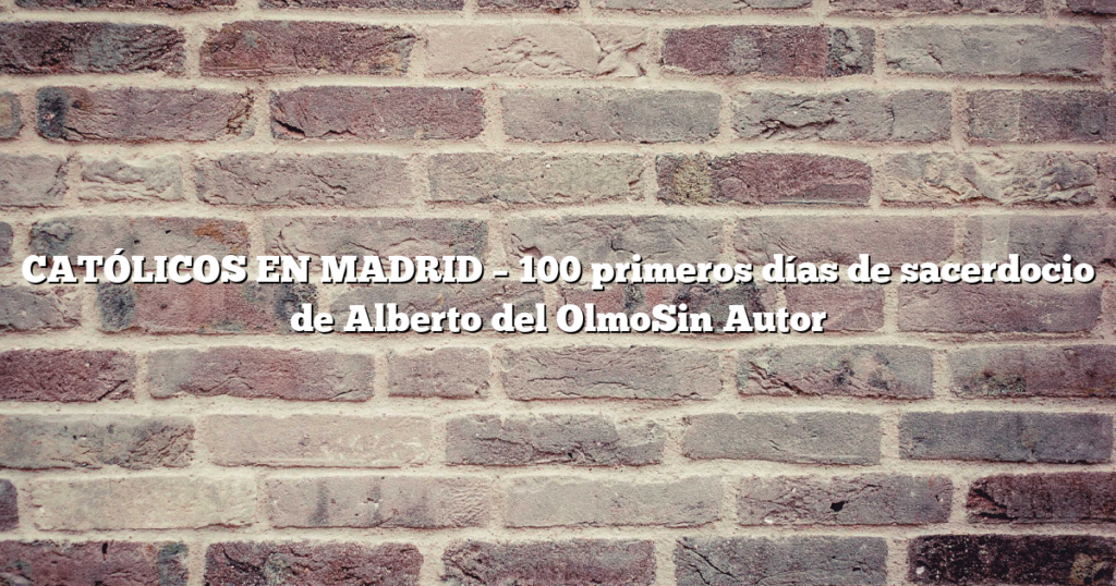 CATÓLICOS EN MADRID – 100 primeros días de sacerdocio de Alberto del OlmoSin Autor